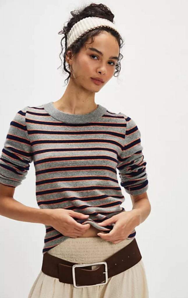 Free People NWT Malibu Striped Cashmere Crewneck Sweater (Retails For $228) - Size Small