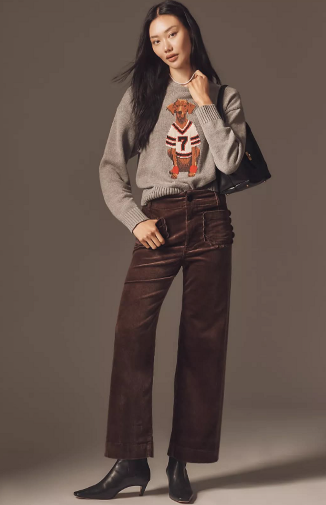 Maeve NWT The Colette Crop Wide-Leg Trousers Corduroy Scallop Pocket Edition (Retails For $138) - Size 27