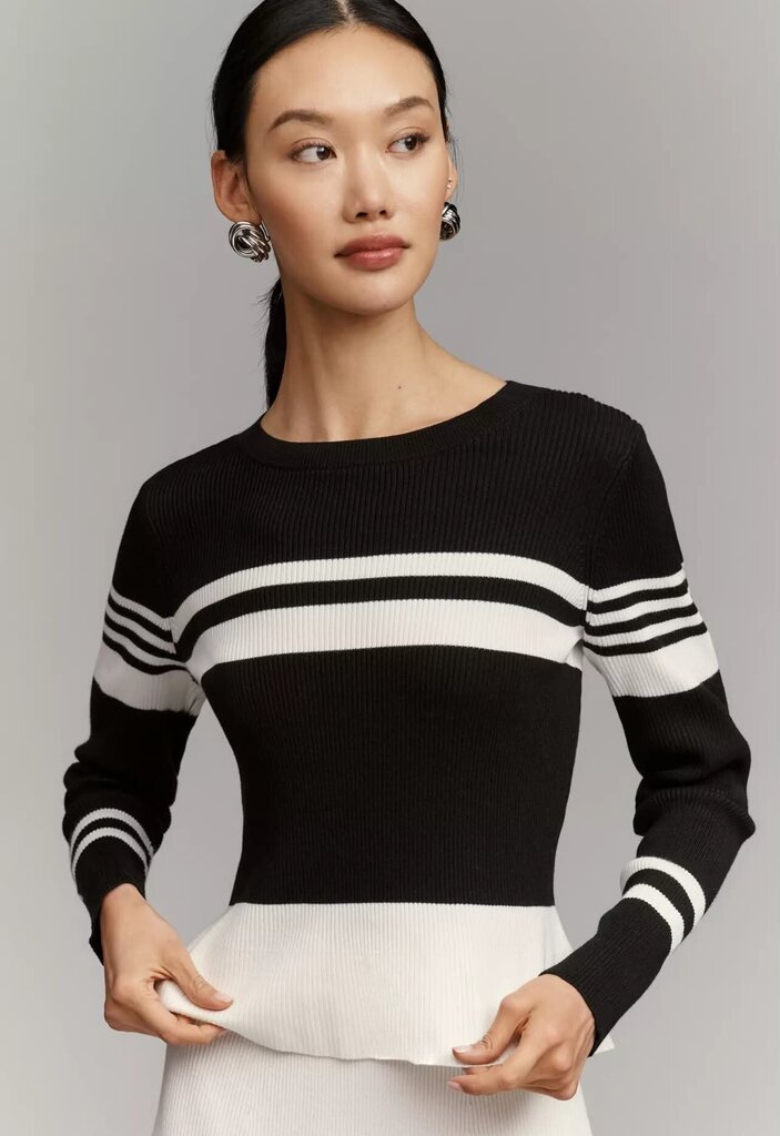 Anthro NWT Maeve Striped Long-Sleeve Crew-Neck Sweater - Size XS