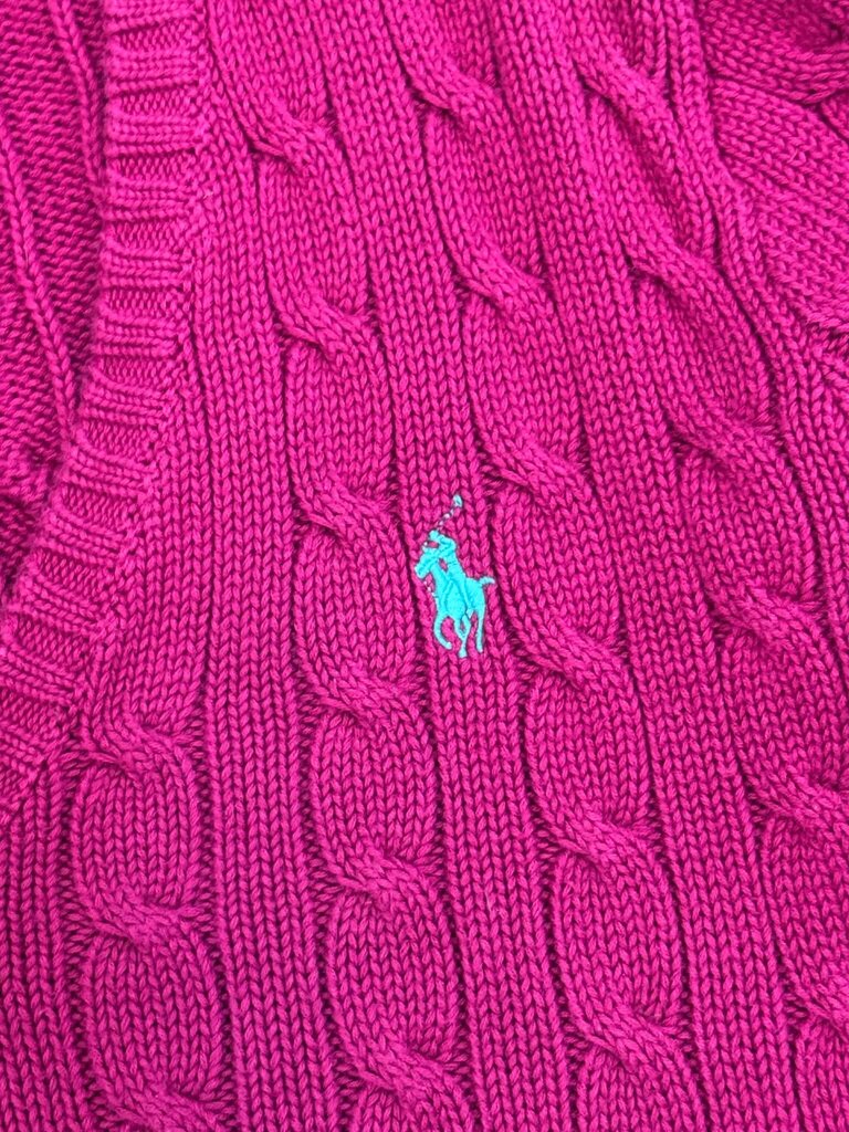 Ralph Lauren Sport Signature Cable Knit V-Neck Sweater - Size Large