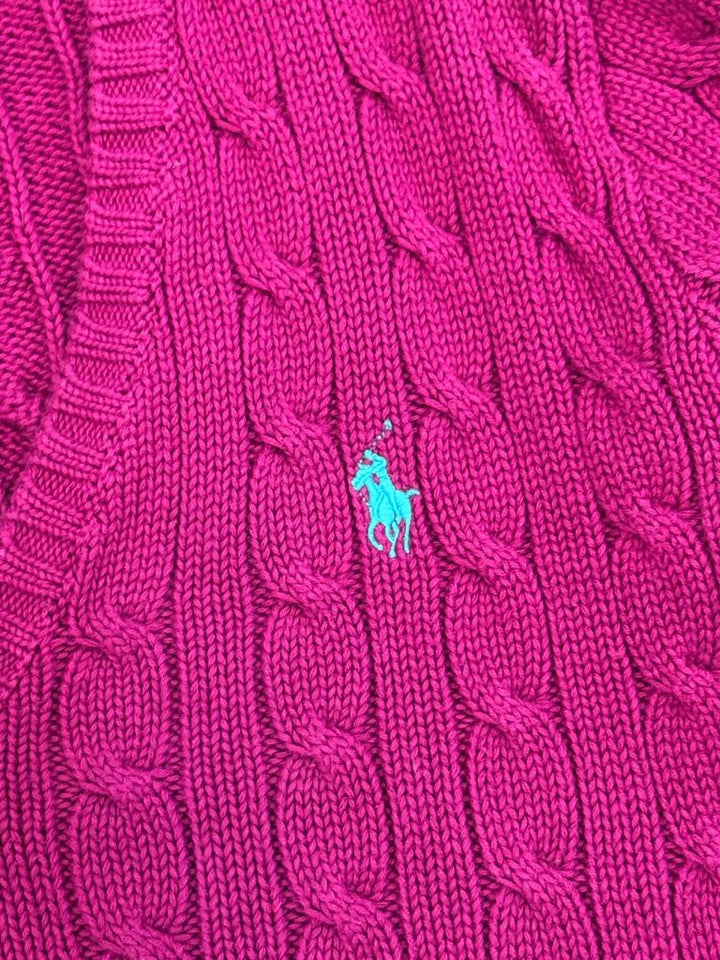 Ralph Lauren Sport Signature Cable Knit V-Neck Sweater - Size Large