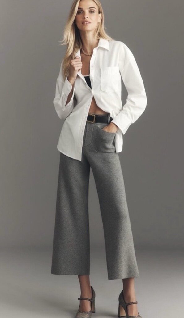 Maeve colette Sweater Knit High-Rise Wide-Leg CroppedPants - Size Small
