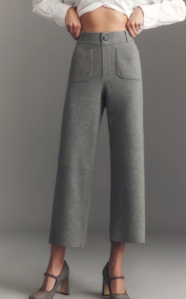 Maeve colette Sweater Knit High-Rise Wide-Leg CroppedPants - Size Small