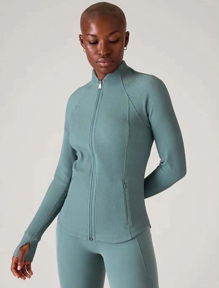 Athleta Salutation Ribbed Zip Up Layering Jacket - Size Large