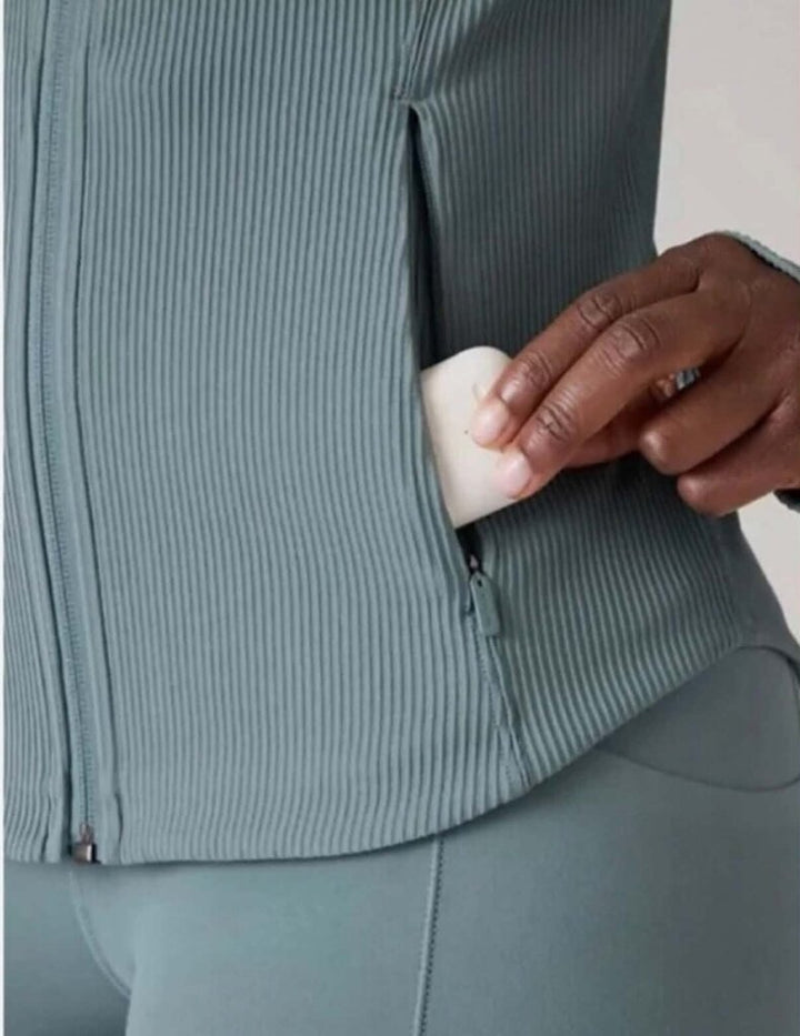 Athleta Salutation Ribbed Zip Up Layering Jacket - Size Large