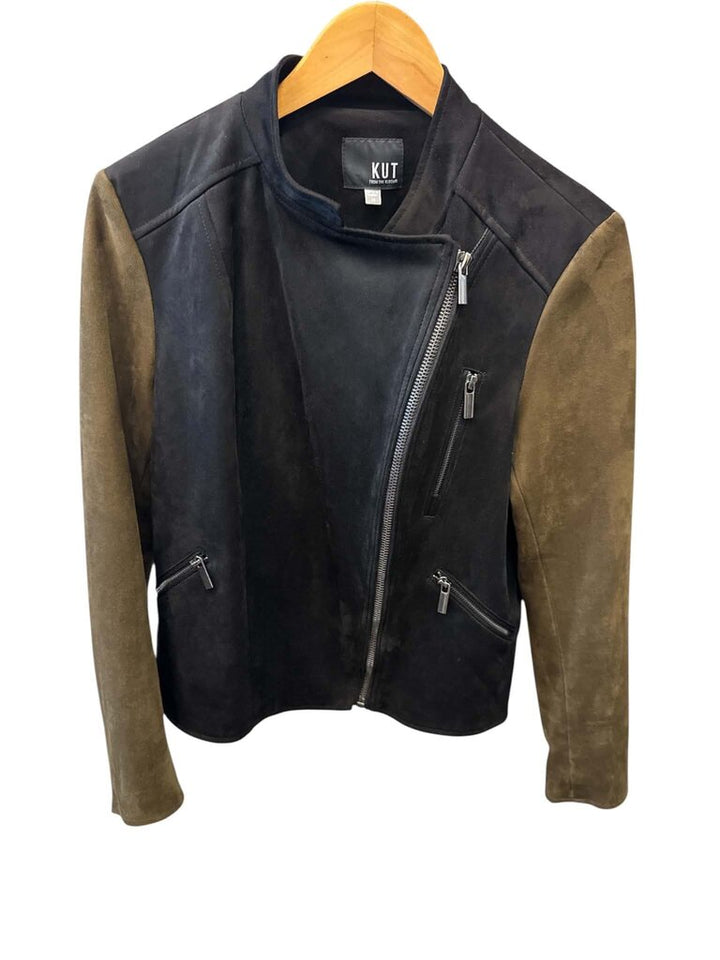 KUT From The Kloth Faux Suede Moto Two Tone Jacket - Size Medium
