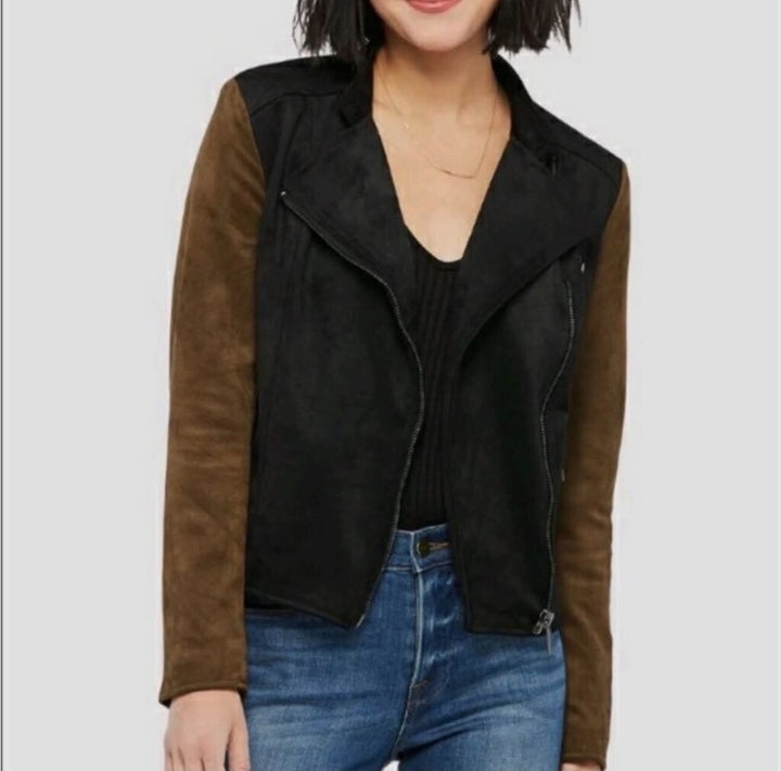 KUT From The Kloth Faux Suede Moto Two Tone Jacket - Size Medium
