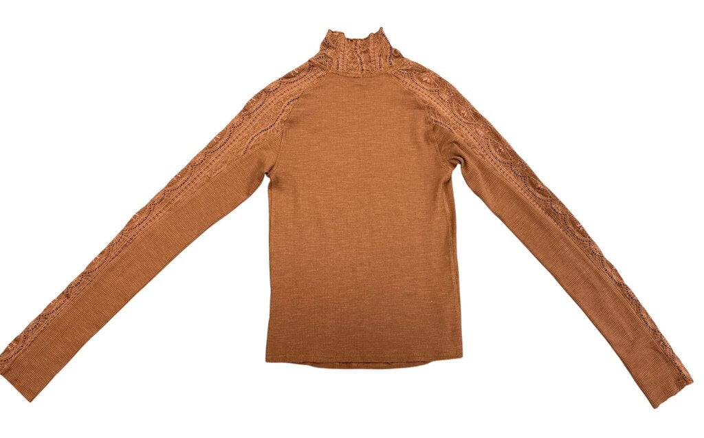 Free People Frankie Cuff Lace Detail Shirt - Size Small