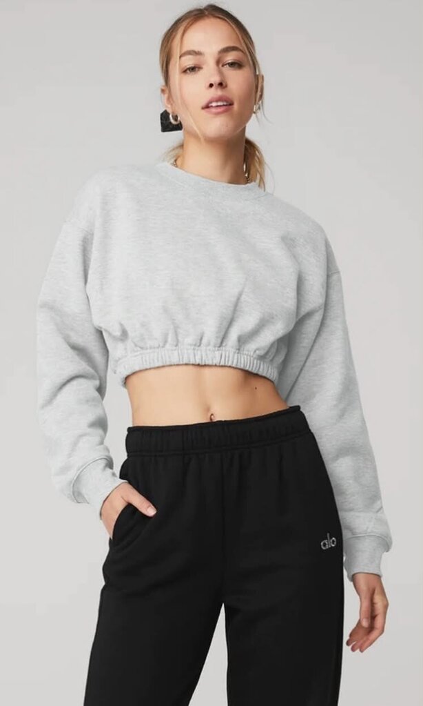 Alo Women's Devotion Crew Neck Pullover, Athletic Heather Grey - Size XS/S