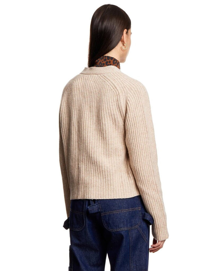 Ganni V-Neck Wool Blend Cardigan - Size Medium