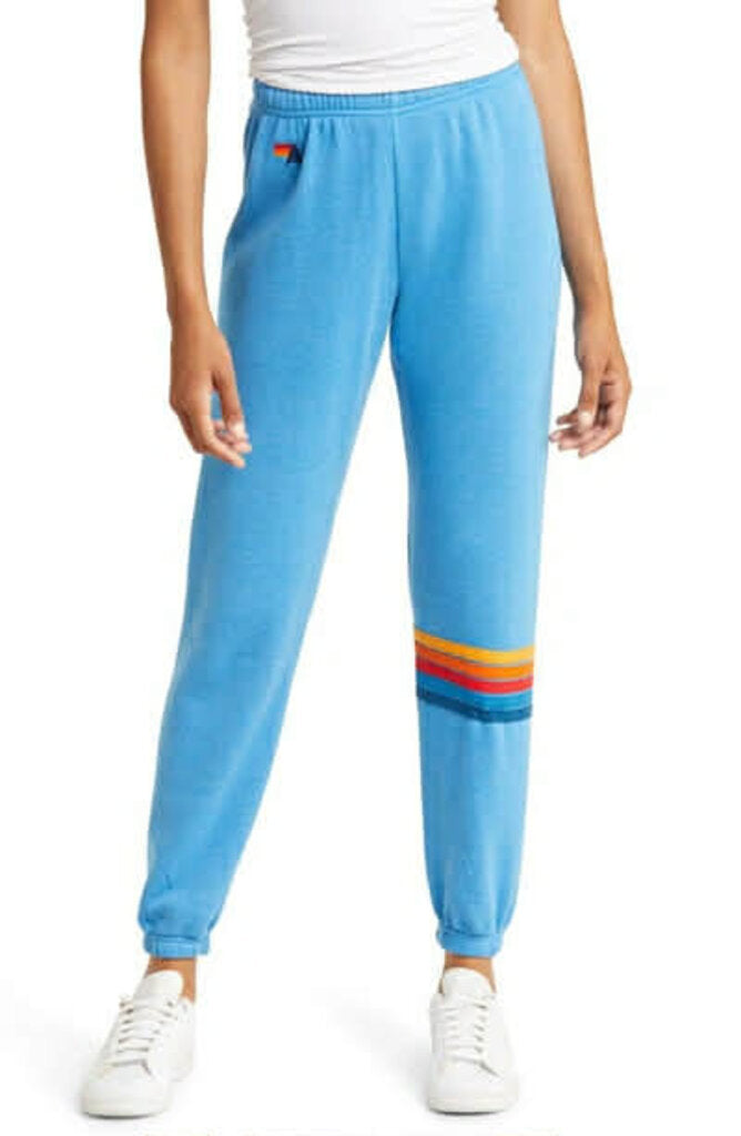 Aviator Nation Rainbow Striped Joggers - Size Large