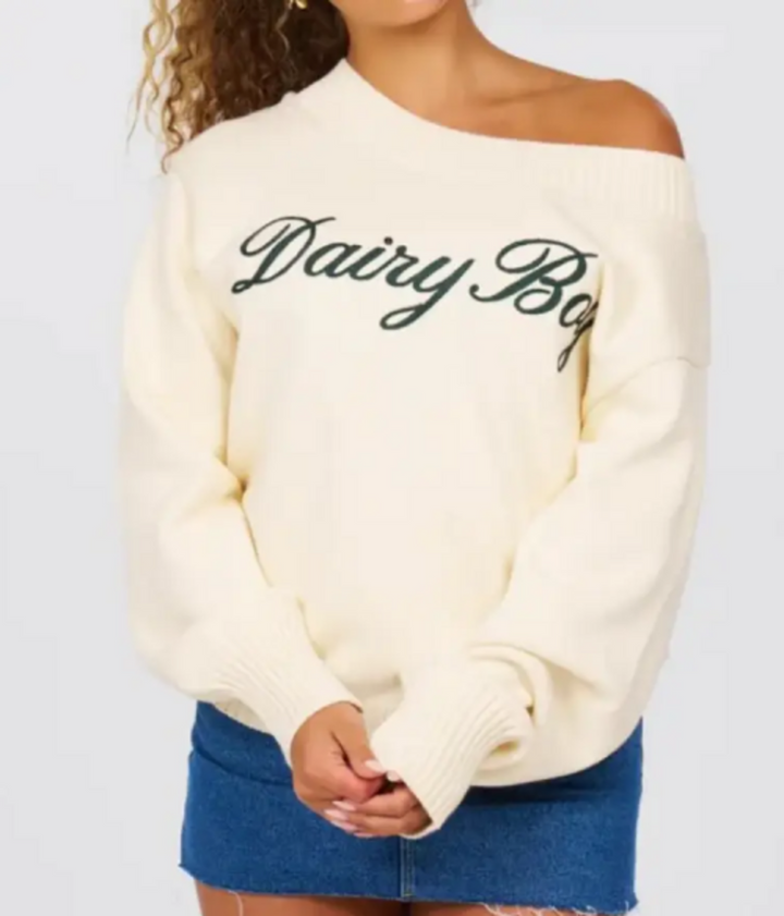 Dairy Boy NWT Southport Off The Shoulder Sweatshirt - Size XL