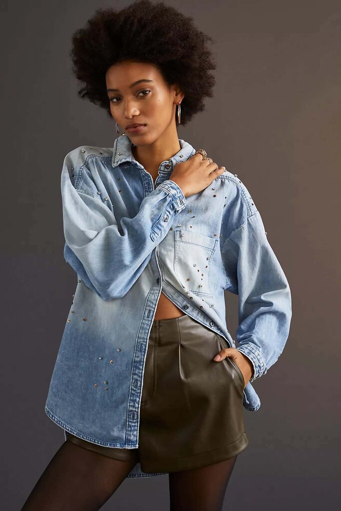 Pilcro The Bo Boyfriend Buttondown Top - Size Medium