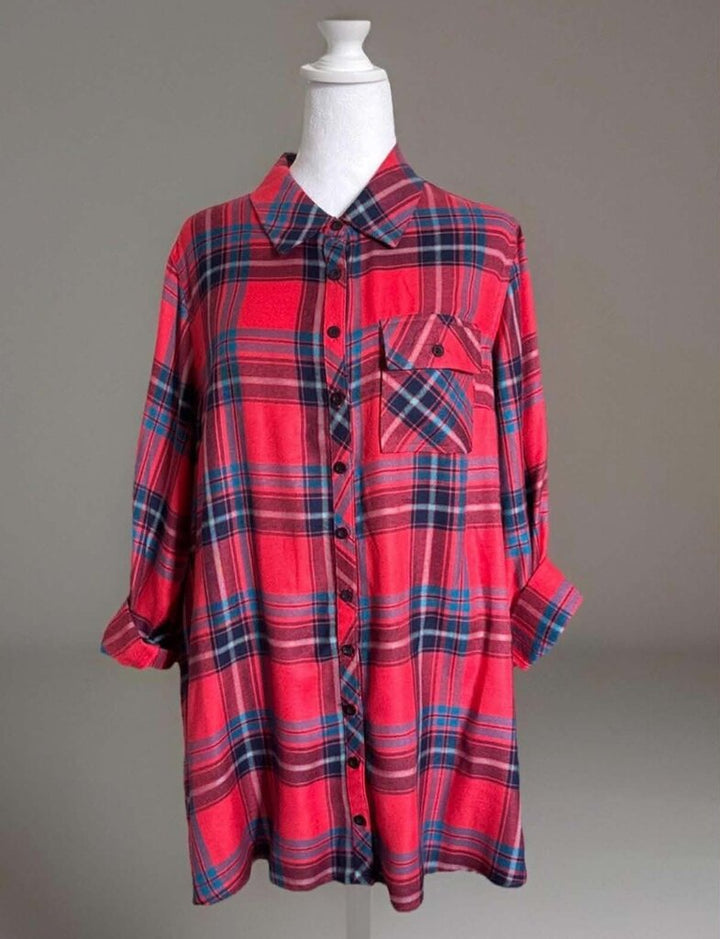 Tolani Collection Floral Plaid Top - Size Large