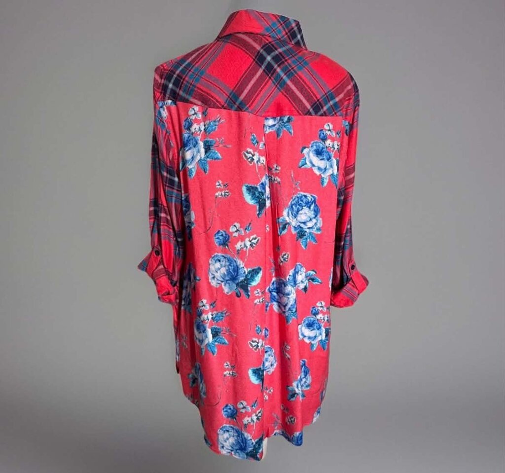 Tolani Collection Floral Plaid Top - Size Large