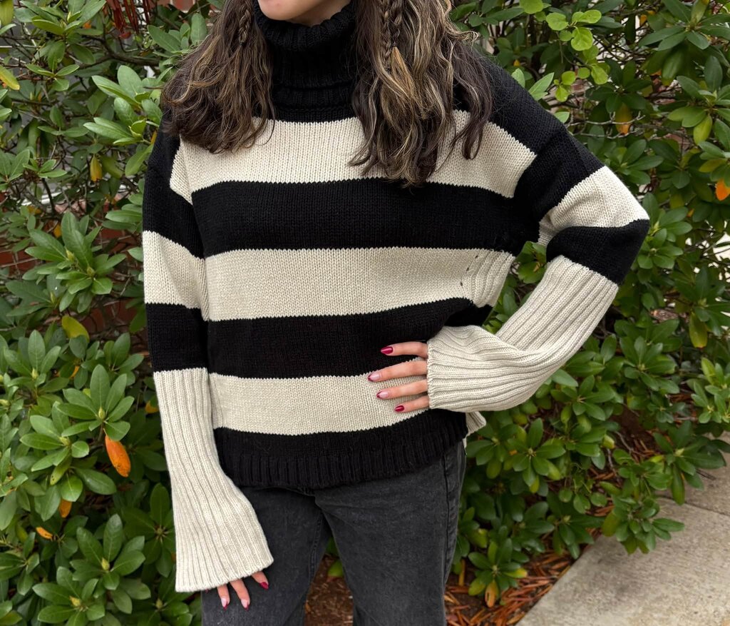 Goop G. Merino Wool Striped Sweater - Size Medium