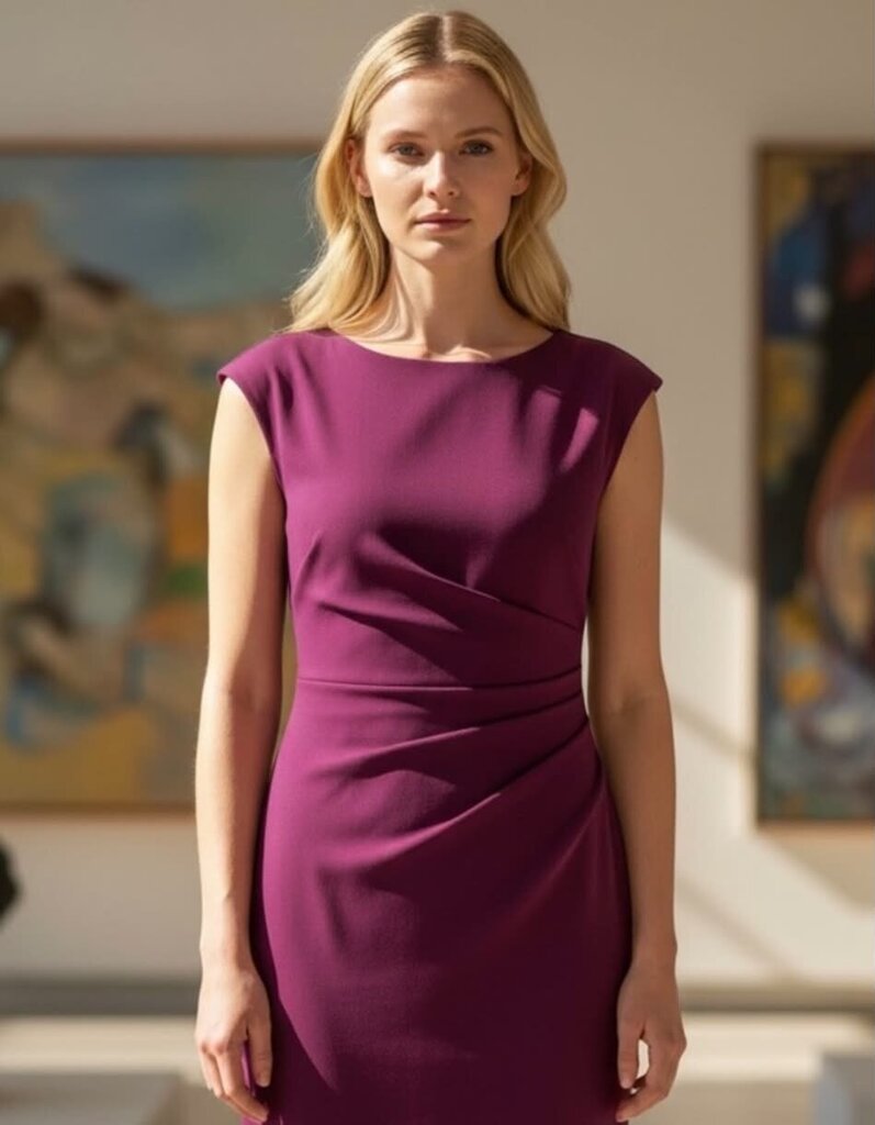 Diane Von Furstenberg Purple Bevin Ruched Waist Sheath Dress - Size 14