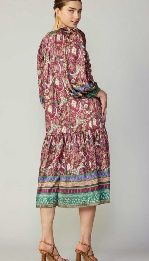 Current Air Floral Smocked Cuff Midi Dress Dress - Size Large