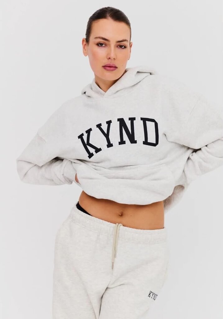 KYND Society Oversized Varsity Hoodie Grey Marle - Size XL
