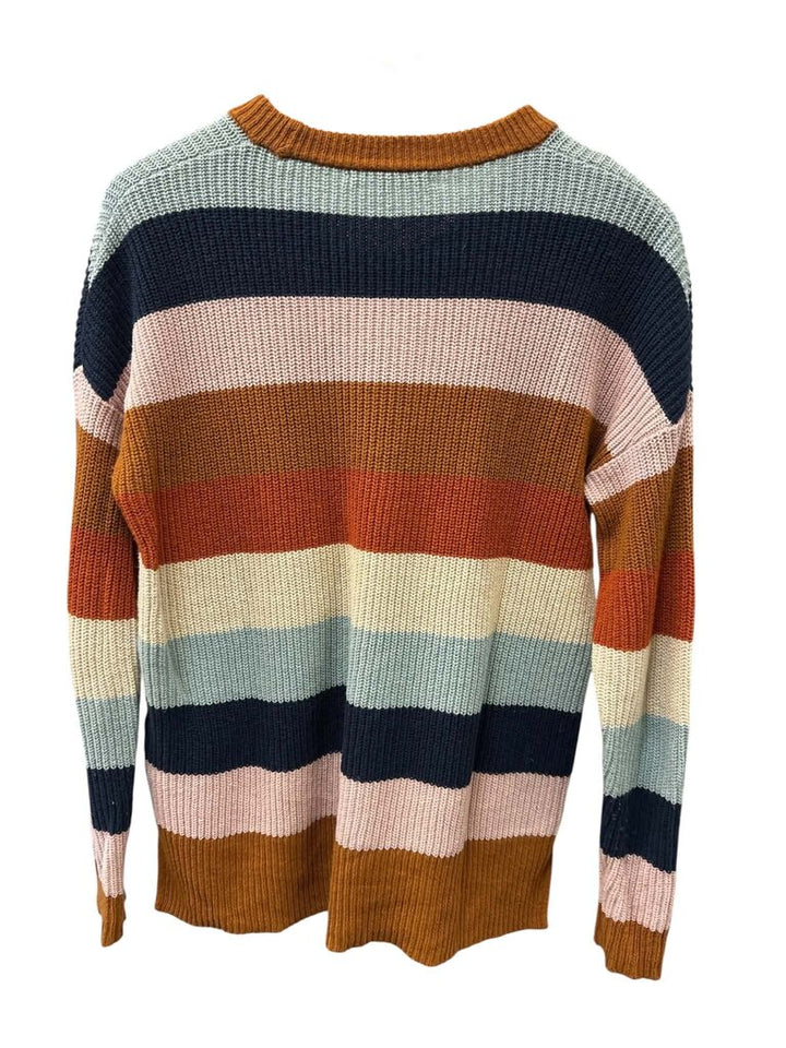 Madewell Thompson Pocket Sweater In Rainbow Stripe- Size XXS