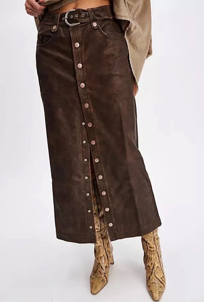 Free People We The Free Astoria Vegan Leather Maxi Skirt NWT- Size 6 (Retail $198)
