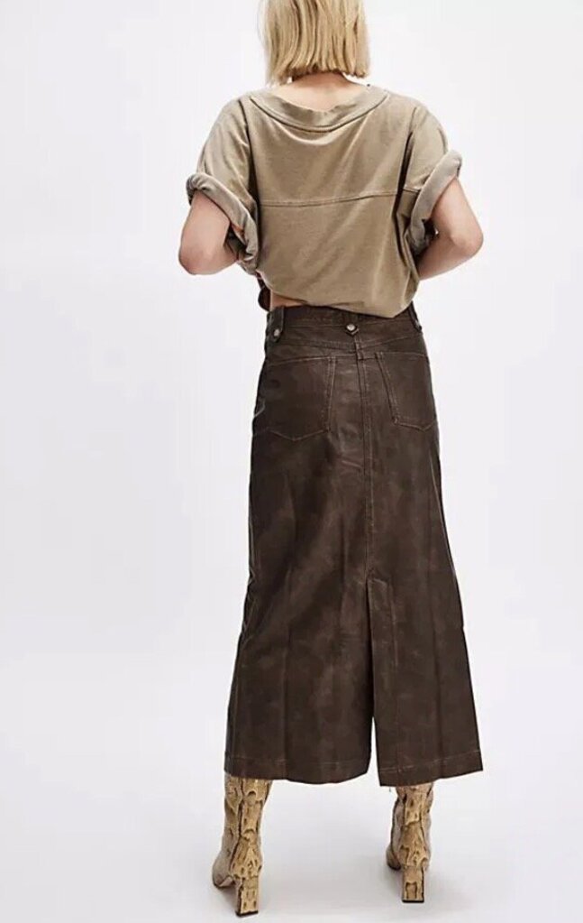 Free People We The Free Astoria Vegan Leather Maxi Skirt NWT- Size 6 (Retail $198)