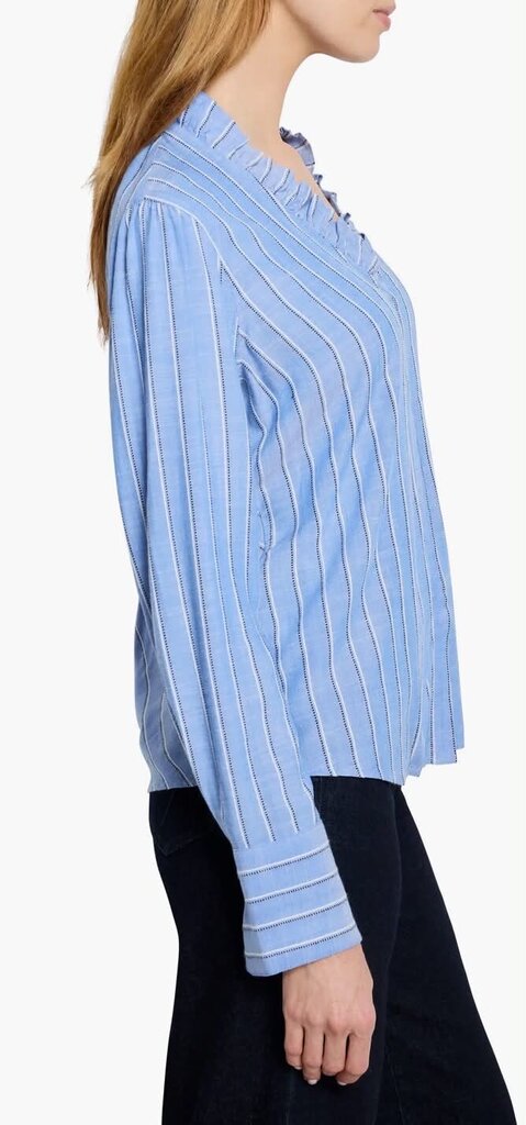 Nic + Zoe Stripe Ruffle Around Top - Size Small