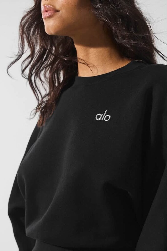 Alo Cropped Accolade Crewneck in Black - Size Small (Retails for $128)