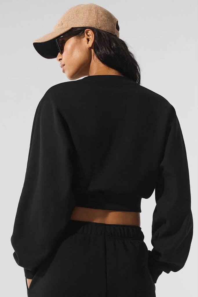 Alo Cropped Accolade Crewneck in Black - Size Small (Retails for $128)