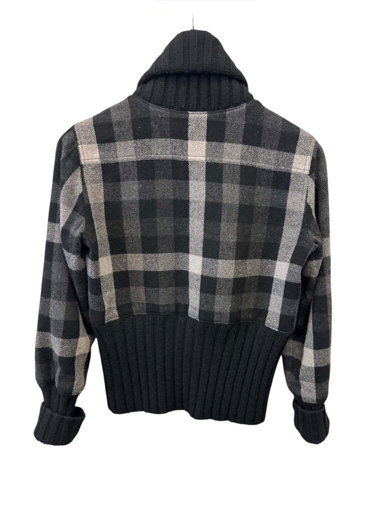 Theory Wool Cashmere Plaid Knit Jacket - Size Small