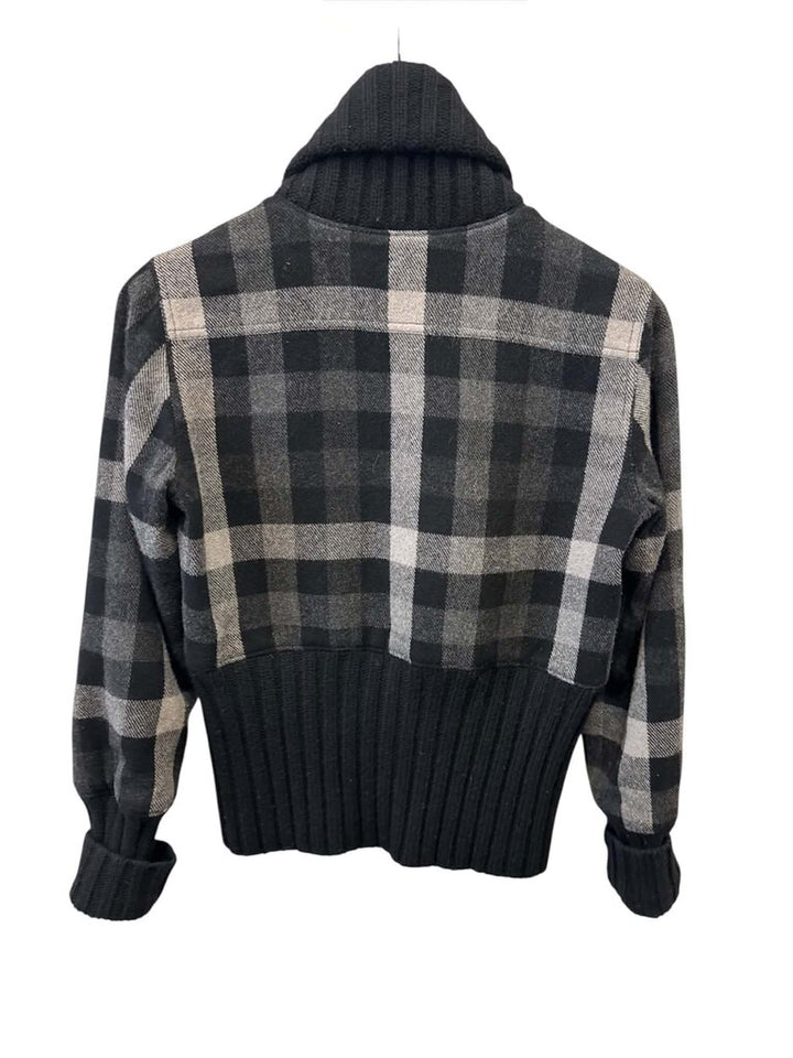 Theory Wool Cashmere Plaid Knit Jacket - Size Small