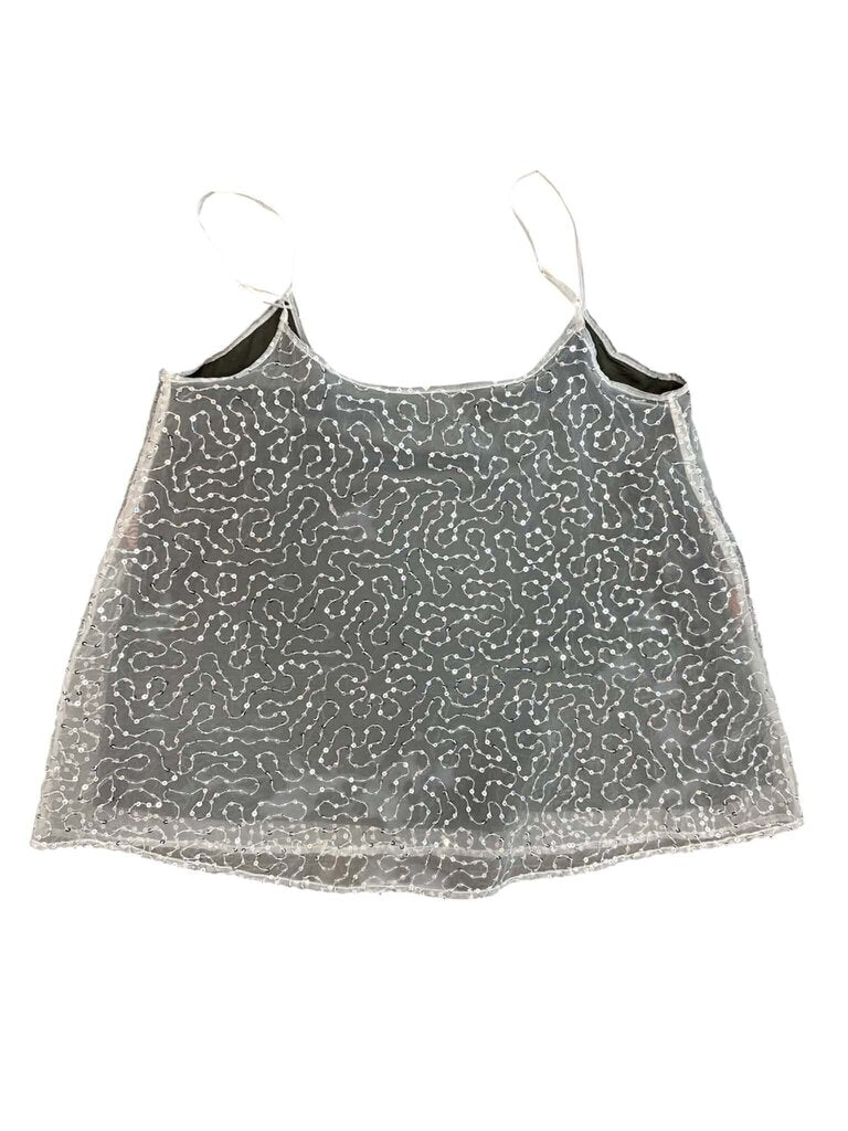 Anthropologie Seen Worn Kept NWT Floral Sheer Sequin Tank - Size Small