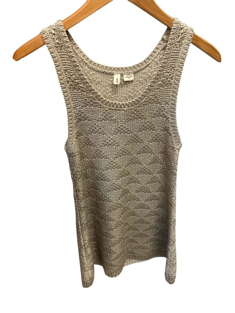 Anthropologie Moth NWT Sana Foiled Metallic Gold Knit Tank Top - Size XS