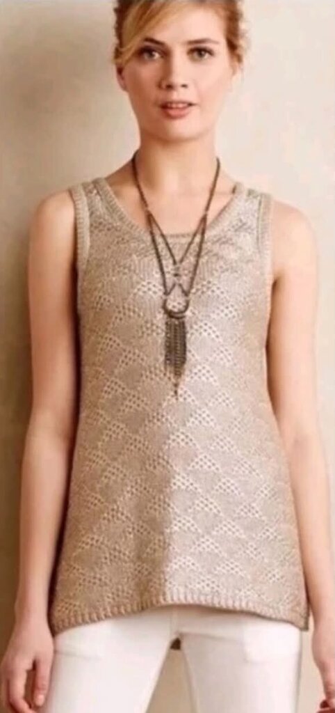 Anthropologie Moth NWT Sana Foiled Metallic Gold Knit Tank Top - Size XS