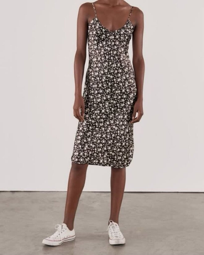 Nili Lotan Silk Floral Cami Midi Dress in Espresso Floral - Size Large (Retails for $595)