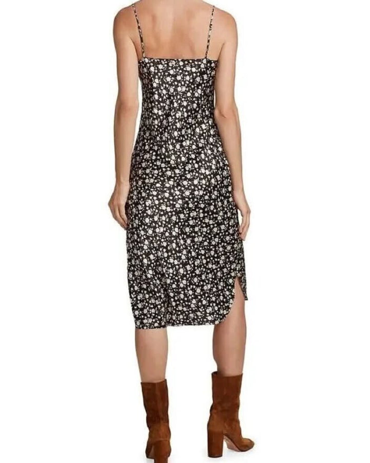 Nili Lotan Silk Floral Cami Midi Dress in Espresso Floral - Size Large (Retails for $595)
