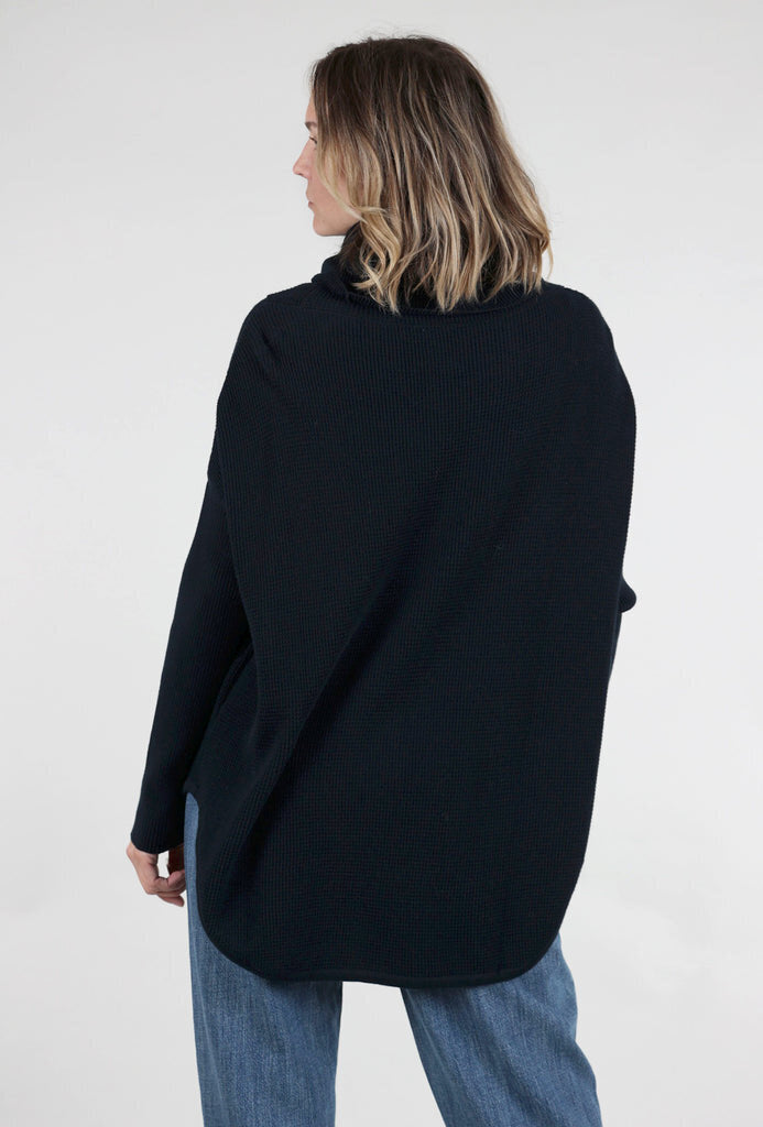 Planet by Lauren G Favorite Waffle Cowl Sweater in Midnight - O/S
