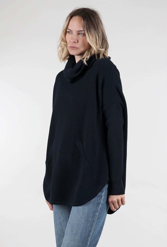 Planet by Lauren G Favorite Waffle Cowl Sweater in Midnight - O/S