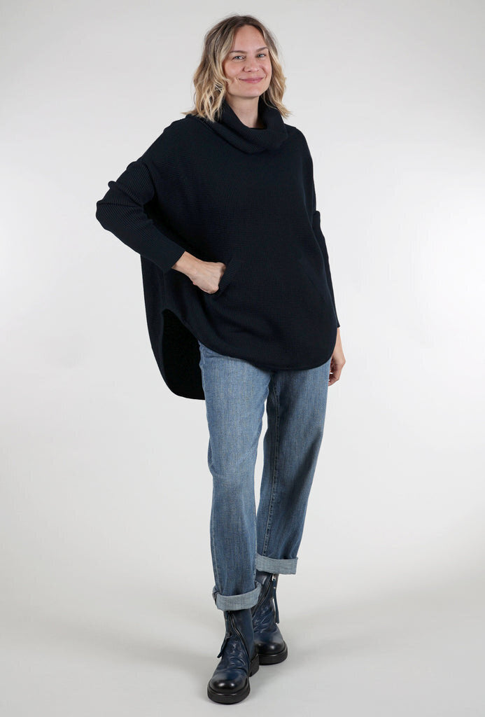 Planet by Lauren G Favorite Waffle Cowl Sweater in Midnight - O/S
