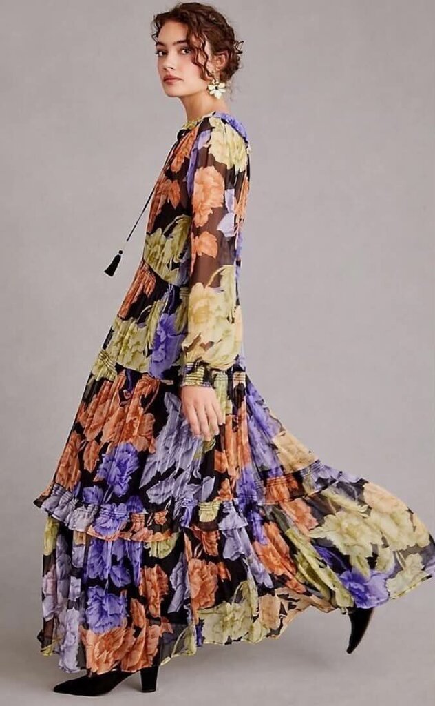 Anthropologie The Marais Printed Chiffon Maxi Dress - Size Large