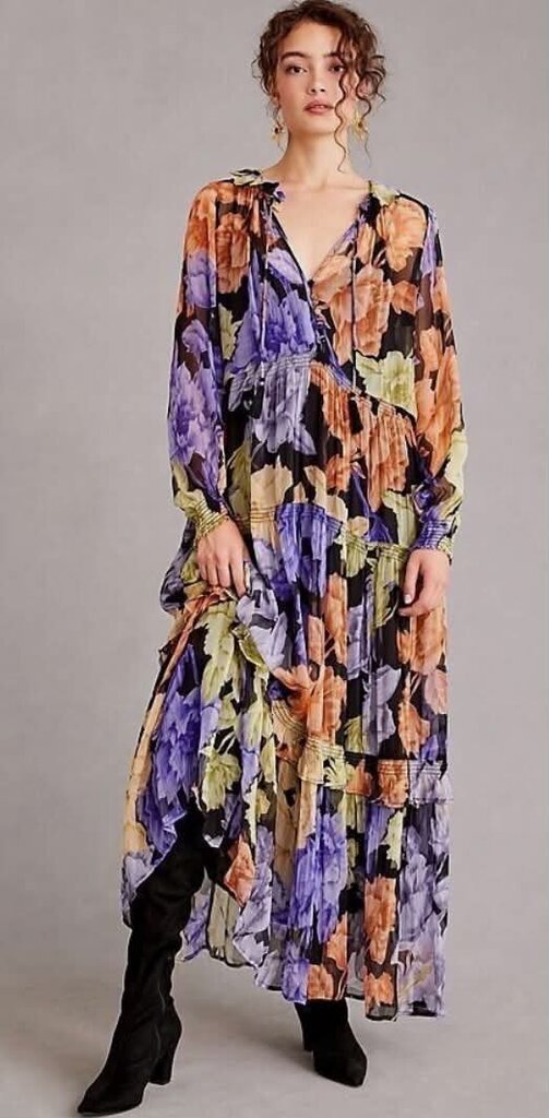Anthropologie The Marais Printed Chiffon Maxi Dress - Size Large