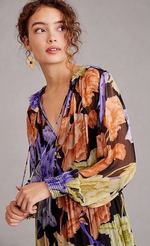 Anthropologie The Marais Printed Chiffon Maxi Dress - Size Large