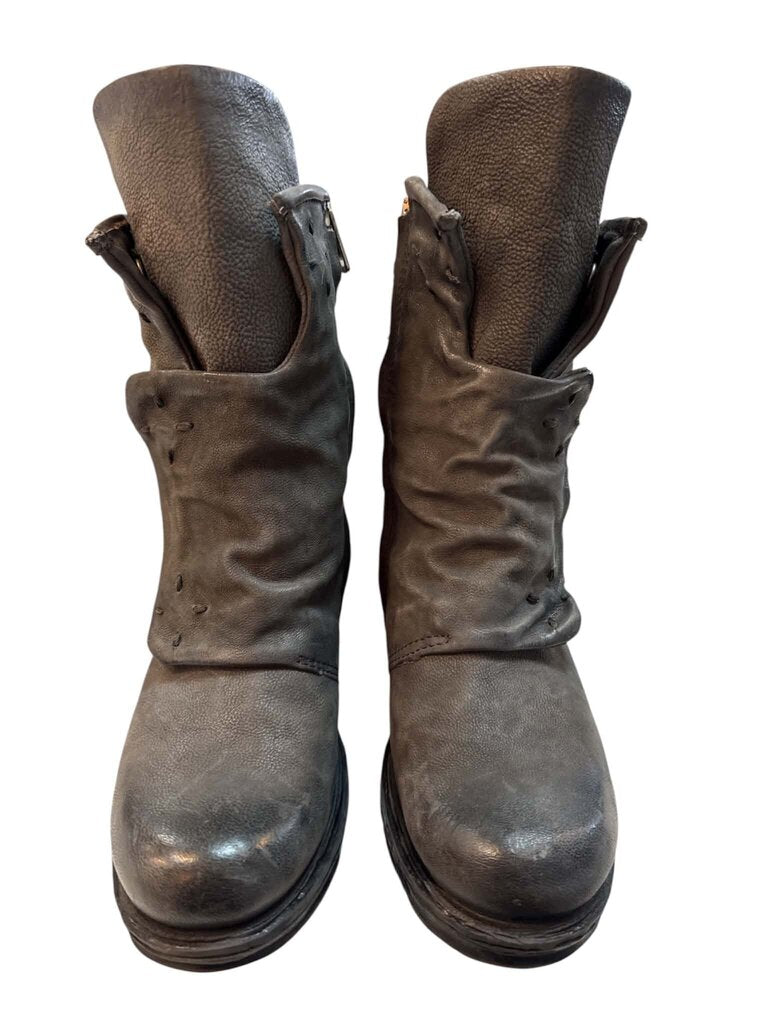 AS98 Leather Slouch Biker Boot - Size 37