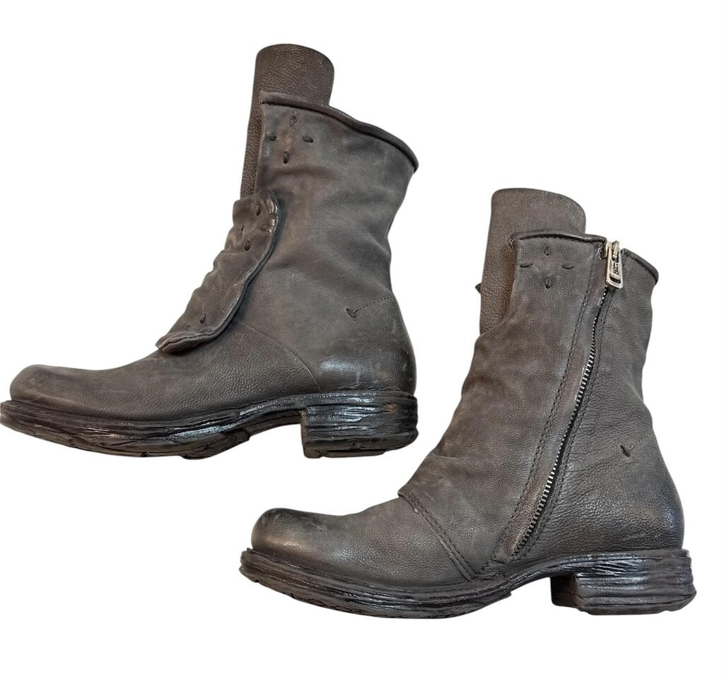 AS98 Leather Slouch Biker Boot - Size 37