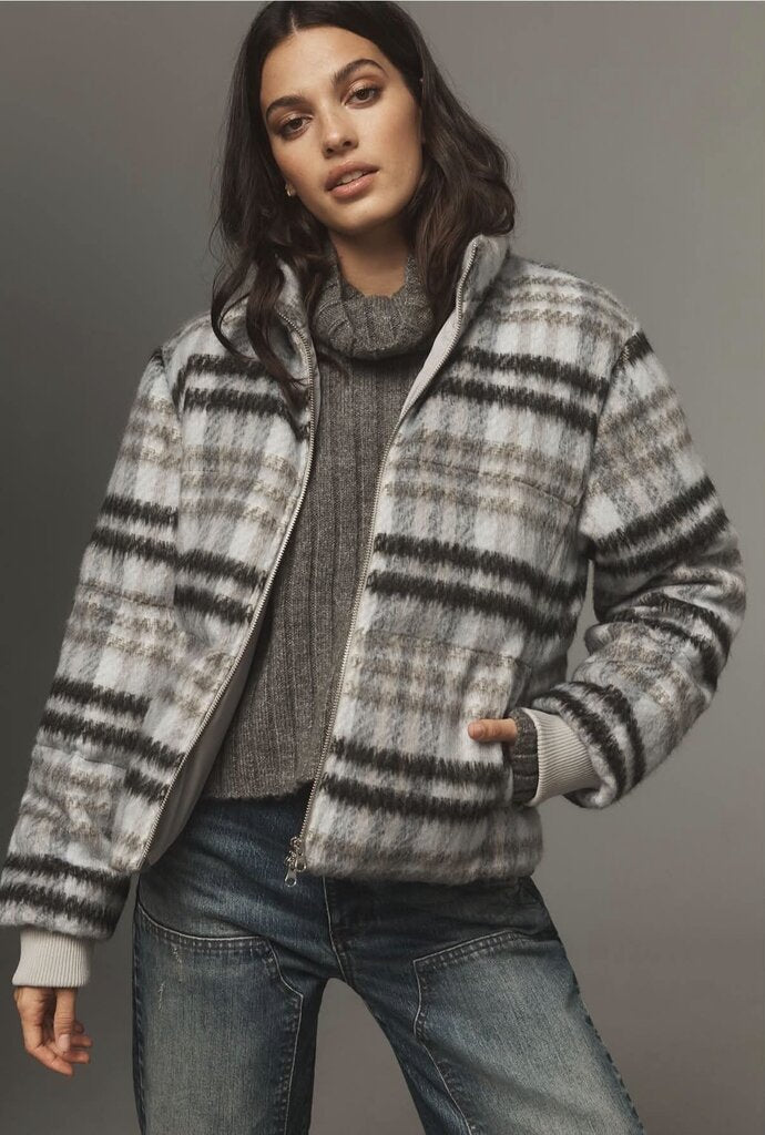 Anthropologie Central Park West Brushed Zip-Up Jacket - Size Large