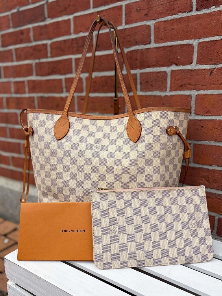 Louis Vuitton Damier Azur Neverfull MM Tote (with pouch)