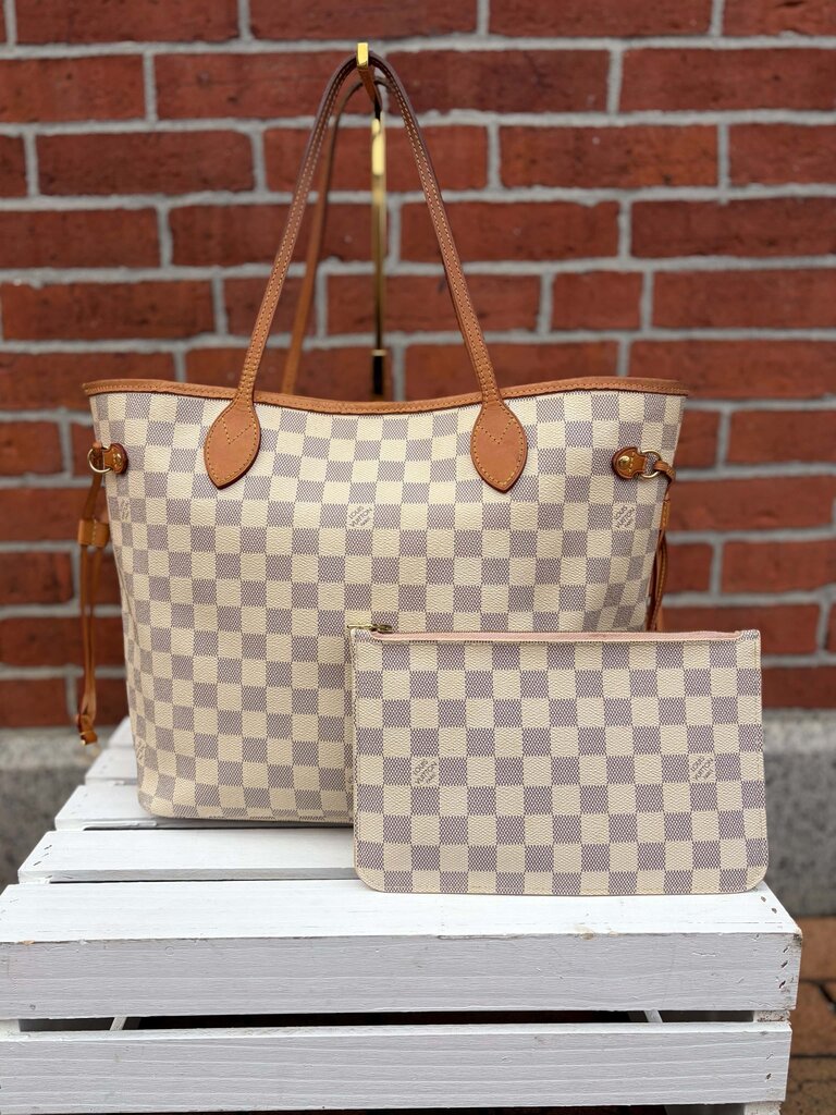 Louis Vuitton Damier Azur Neverfull MM Tote (with pouch)