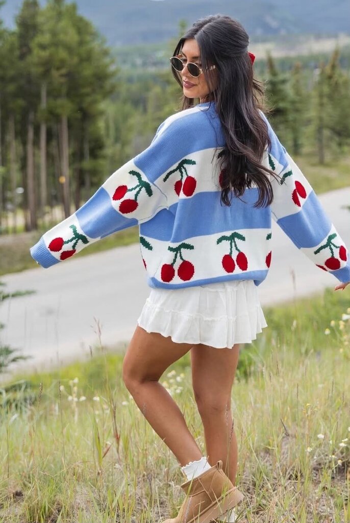Pink Lily Knit Cherry Sweater - Size Medium