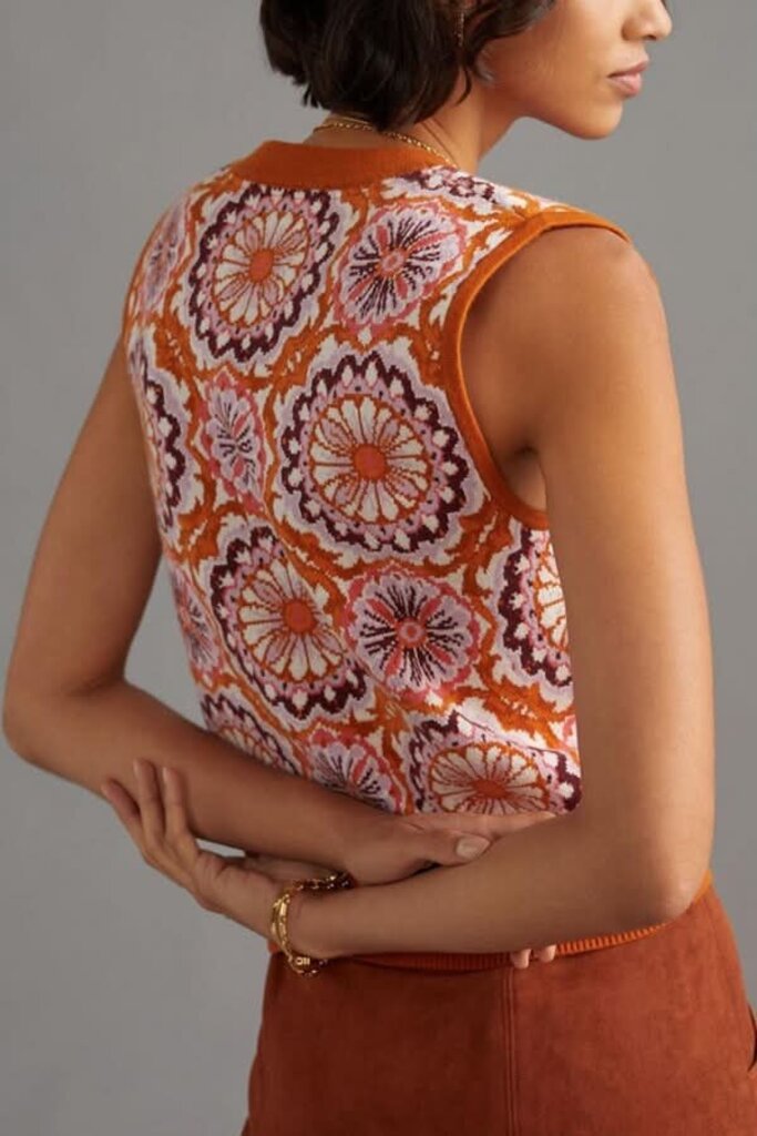 Maeve Jacquard Sweater Vest- Size XS