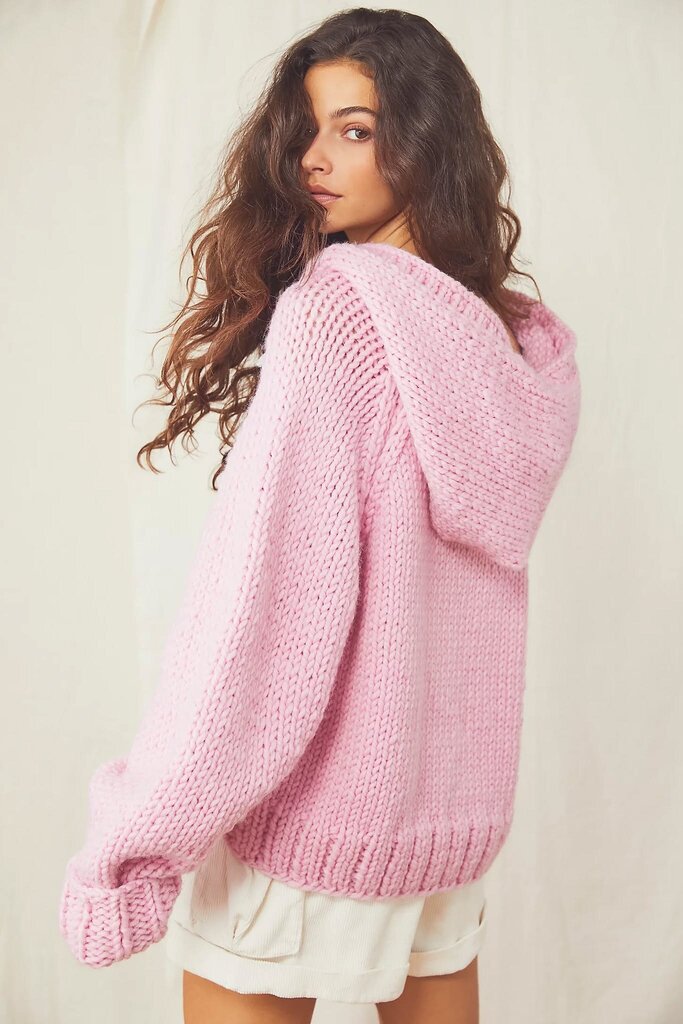GOGO NWT Lace Up Hoodie Wool Sweater in Bubble Gum - One Size (Retails for $688)